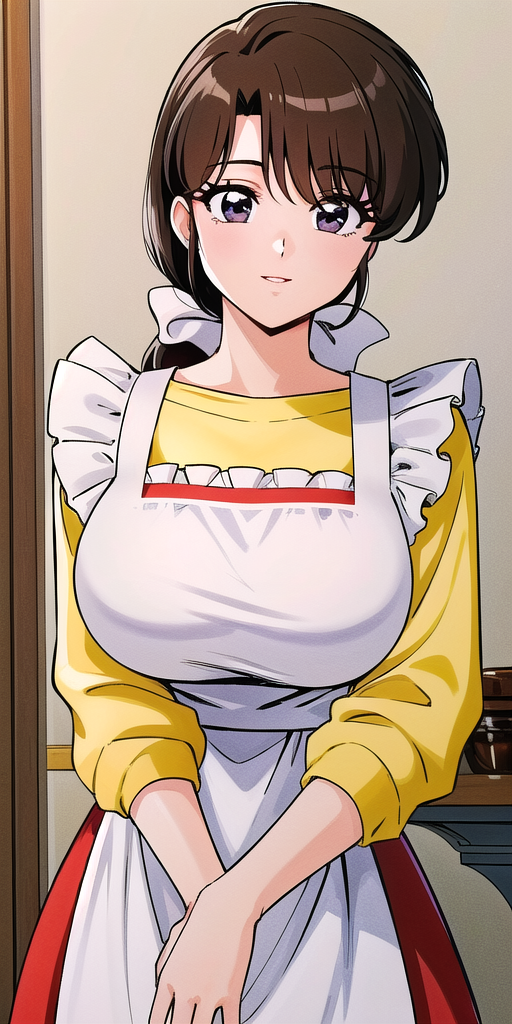 04556-3873519579-, tendou_kasumi, Apron_White_Ruffle, Yellow_Sweater_Red_Skirt, standing, solo, large breasts,, masterpiece, best quality, detail.png